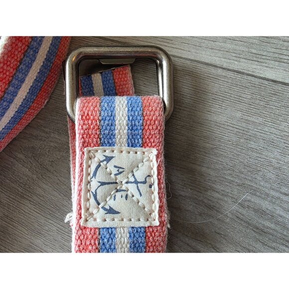 American Eagle Outfitters Striped Canvas Belt With Anchor Patch One Size Cotton - Picture 5 of 10